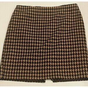 Talbots Women's Size 16 Houndstooth Skirt Brown/Tan Lined Classic Preppy Academi